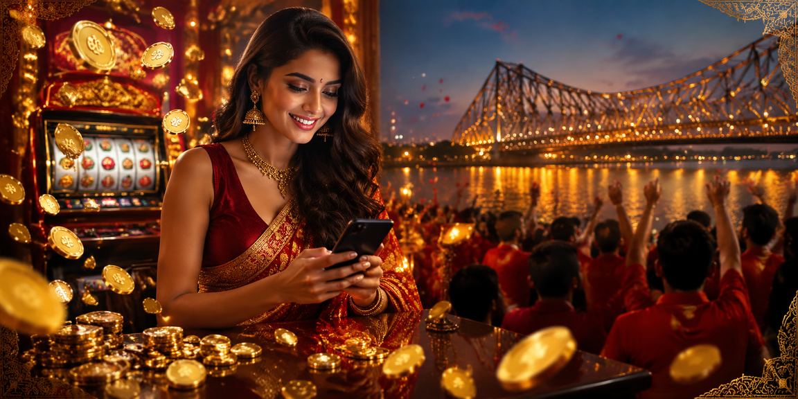Slots game with bright red and gold theme at Kolkata
